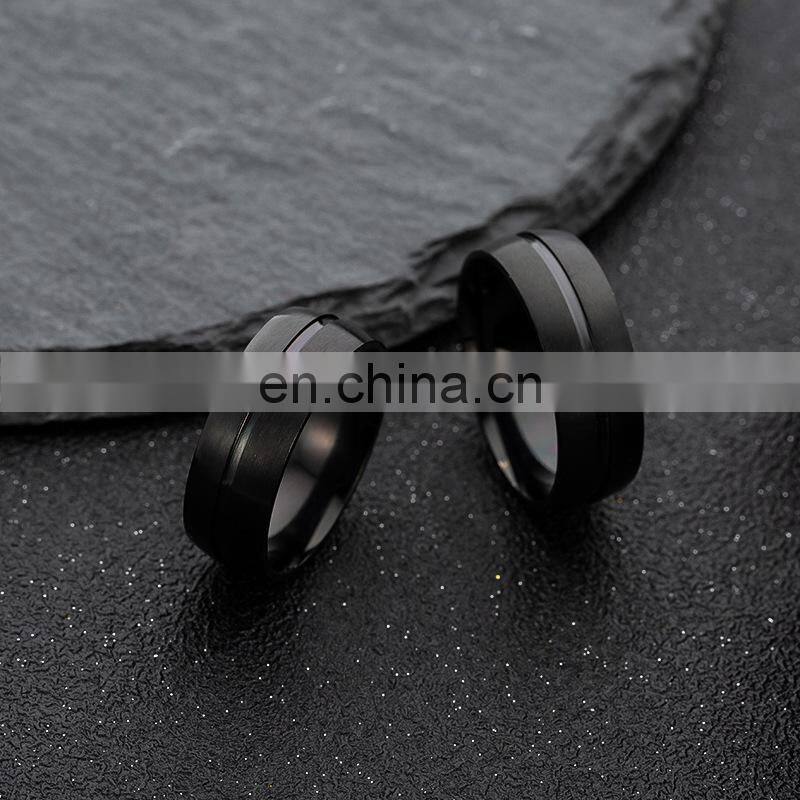 8mm Men's Black Simple Ring Fashion Stainless Steel Ring Birthday Gift Party Men's Jewelry Joyas de hombre