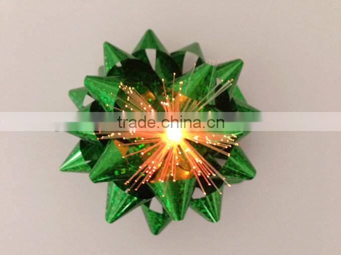 HOT SALE ! 3.75" Matte Metallic LED Lighting up Shinny Gift Bow, LED Star Bow, LED Ribbon Bow