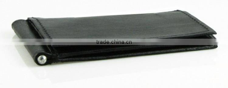 Leather metal money clip with card slot top quality genuine money clip