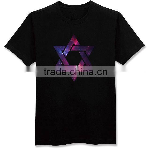 2014 Colorful geometric six-pointed star loose plus size men short sleeve t shirt