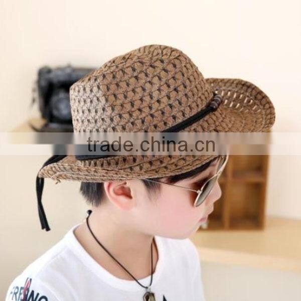2015 new outdoor cheap Summer fashion Straw Hat Children hat cowboy hat bulk straw cowboy hats
