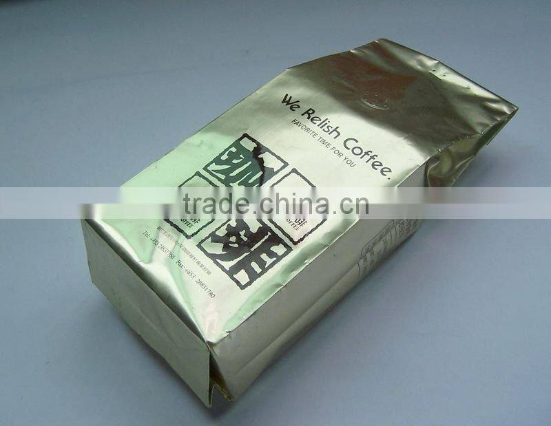 Tin Tie Quad-sealing coffee bags with valve/ foil zipper custom stand up pouch