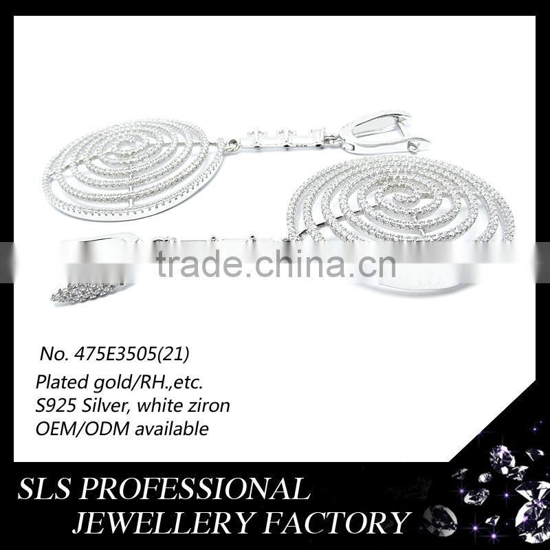 New arrival hip hop jewelry custom AAA zircon jewelry silver 925 jewelry accessories Level lock druzy earrings