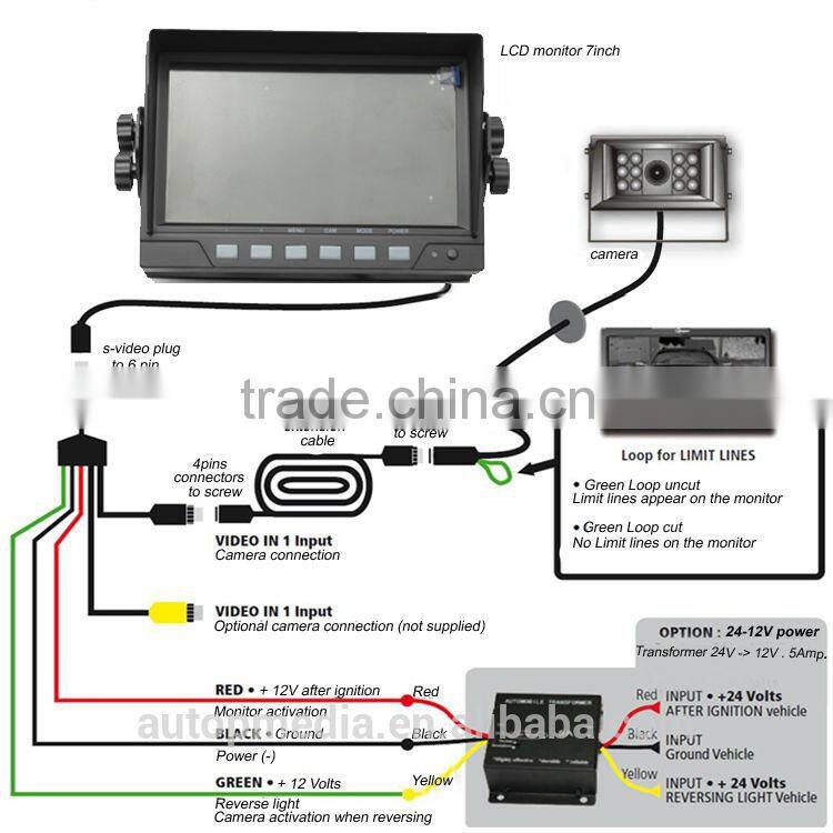 RV-7009v car reversing system with 7 inch TFTmonitor and night vision HD camear