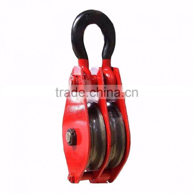 Open block pulley, hoisting pulley block triple wheel rotary hoist frame