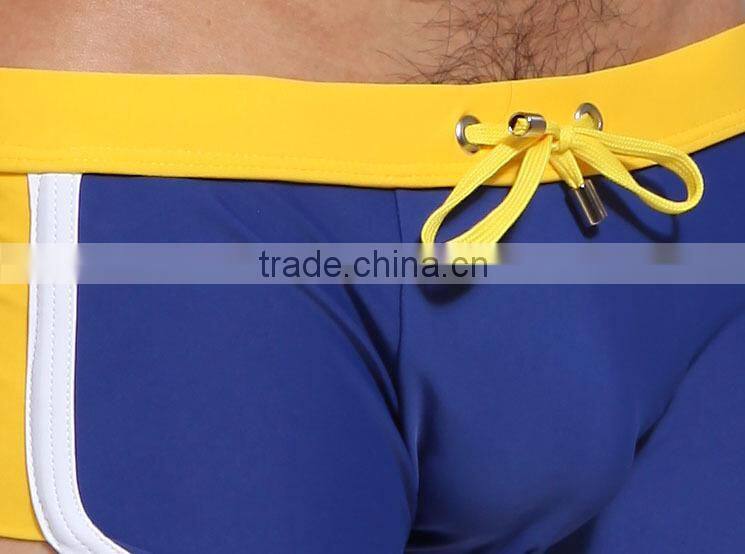 2015 Solid Men Knot Swimwear Plus size Swimwear Sexy Boxer Men Swimwear Short