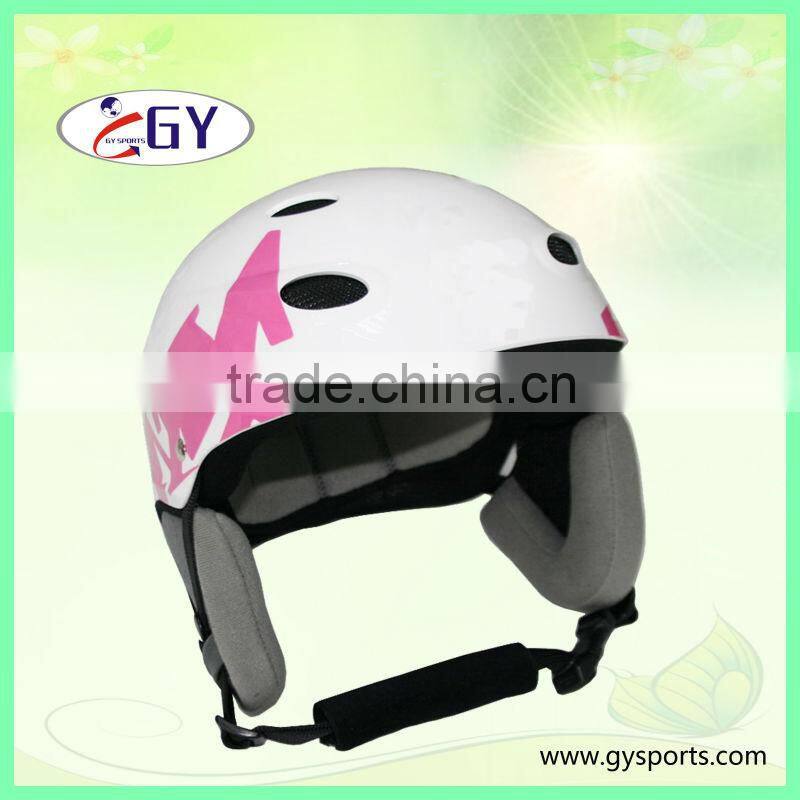 skiing helmet with nylon strap and removable ear protectors