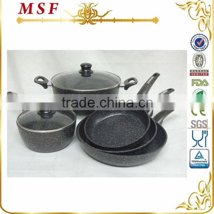MSF korean kitchenware marble coating 7pcs aluminum cookware MSF-6717