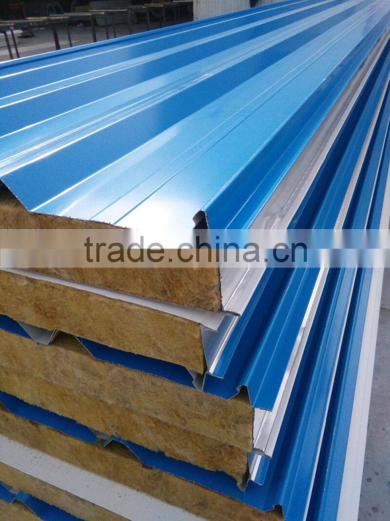 2016 fireproof rock wool sandwich panel for roof galvanized coated can use longlife roof manufacturing top quality