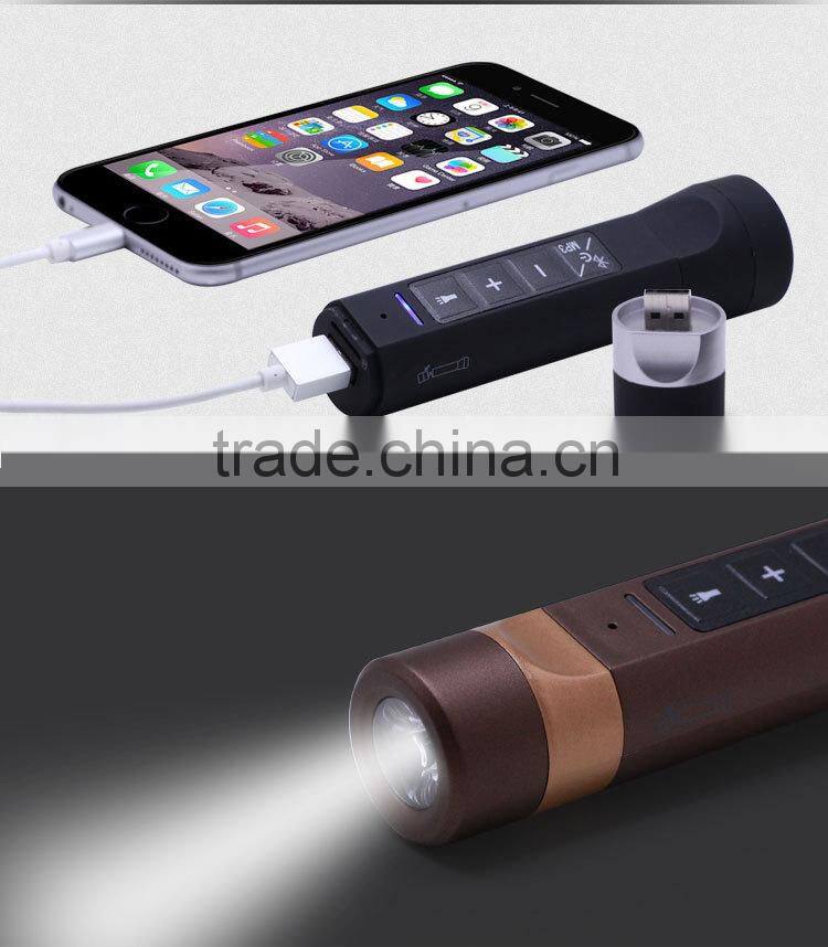 2600mah portable power bank bluetooth speaker with torch