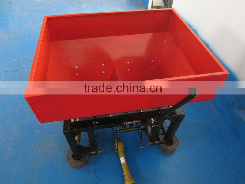 Agricultural tractor mounted broadcast sower