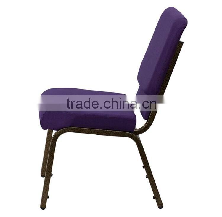 Wholesale cheap stacking metal church chairs with iron tube and fabric cushion