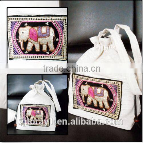 small hemp drawstring bag wholesale embroidered handmade