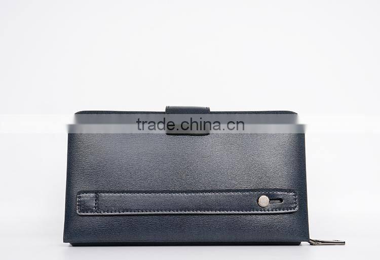 Brown Smooth Leather Men's Carrying Wallet Case Clutch Cell Phone Zippered Pouch