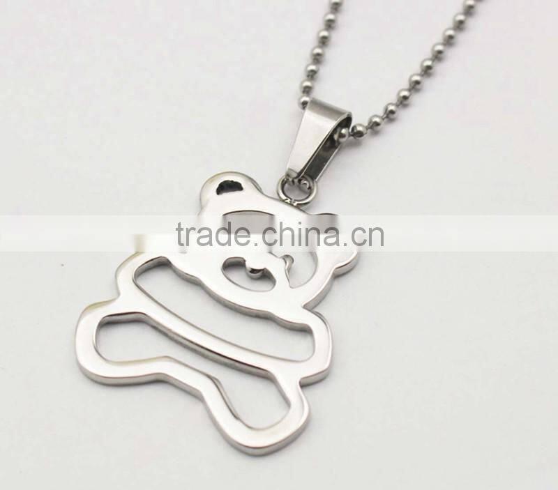 Wholesale Cute Stainless Steel Bear Pendant Necklace