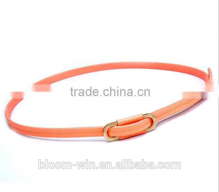 Fashion PU belt with stone attached buckle in 1cm width