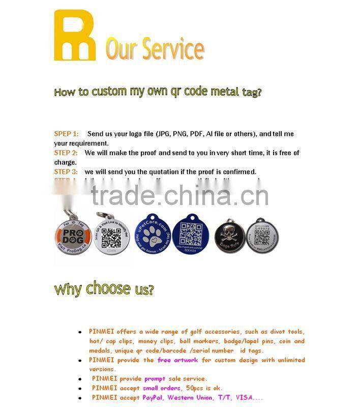 Round Custom LOGO Anodized aluminum QR code laser dog tags/pet ID tags