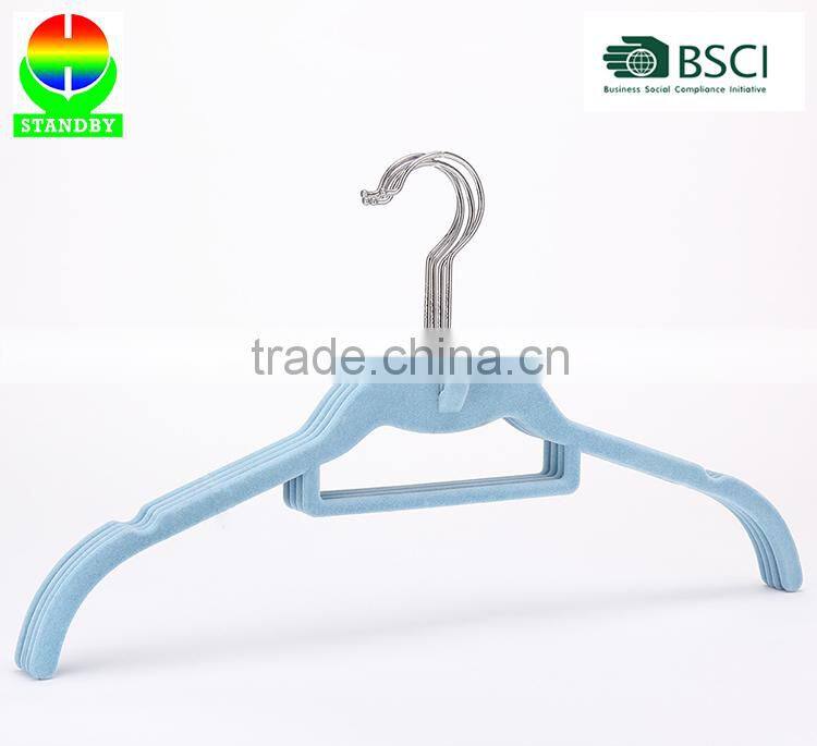 Standby Colored Clothes Hangers Velvet Flocking Non- Slip Shirt Hanger