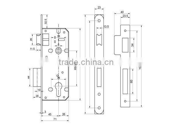 Fire door lock metal