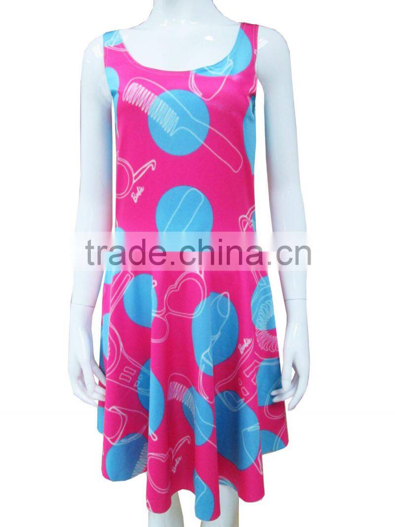 one piece girls party dresses digital printing dresses