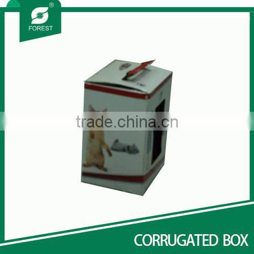 Corrugated pet cat display box with handle