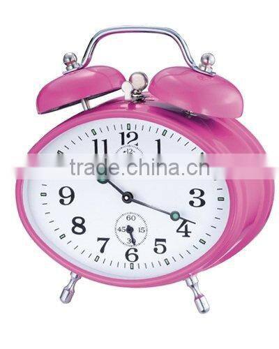 Table metal oval shape mechanical alarm clock