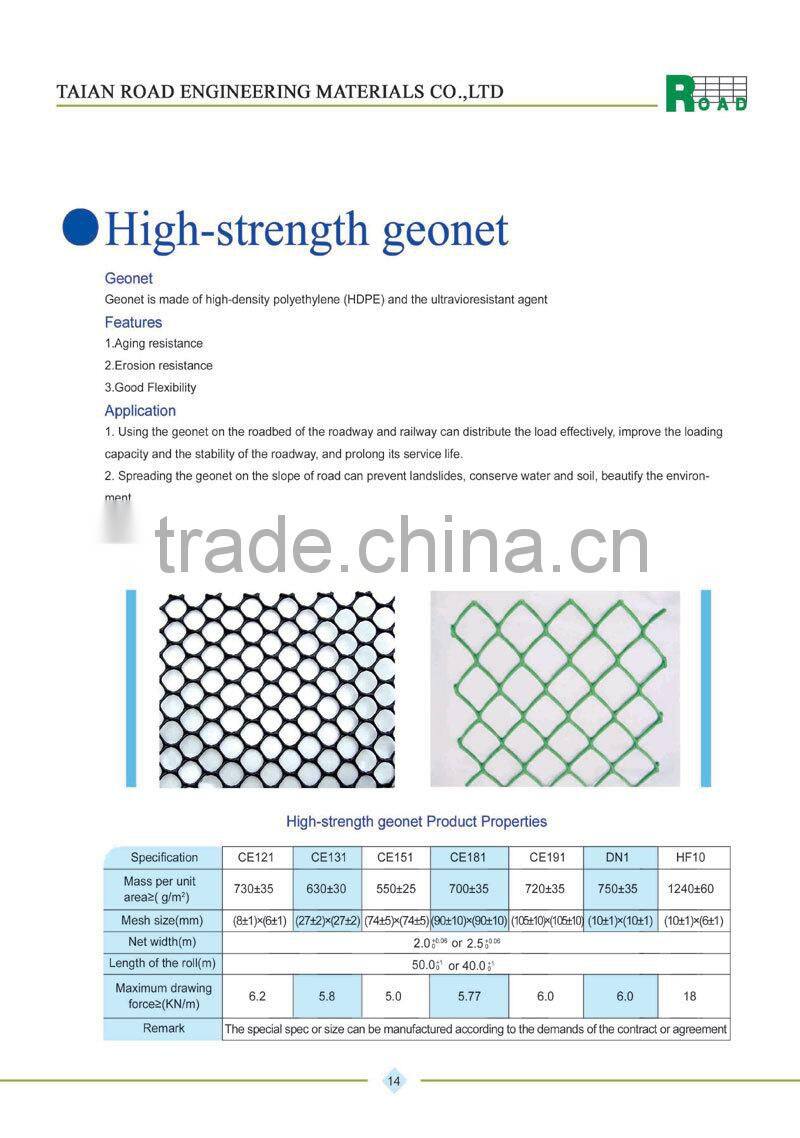 HDPE plastic net(geonet) Ce121 CE131 CE151 CE161 CE163 CE181
