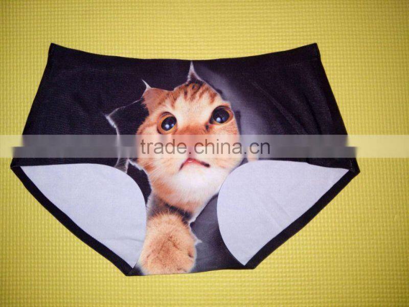 Smooth Traceless Lingerie Sexy Cat Printed Hipsters Anti-exposure Panty