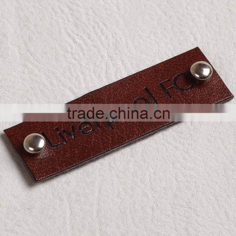 Custom synthetic leather patch set with both sides metal for jersey cloth gloves