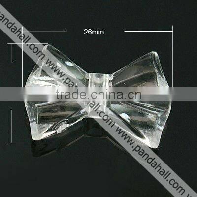 Transparent Acrylic Beads, Bowknot, Clear(TACR-543-01)