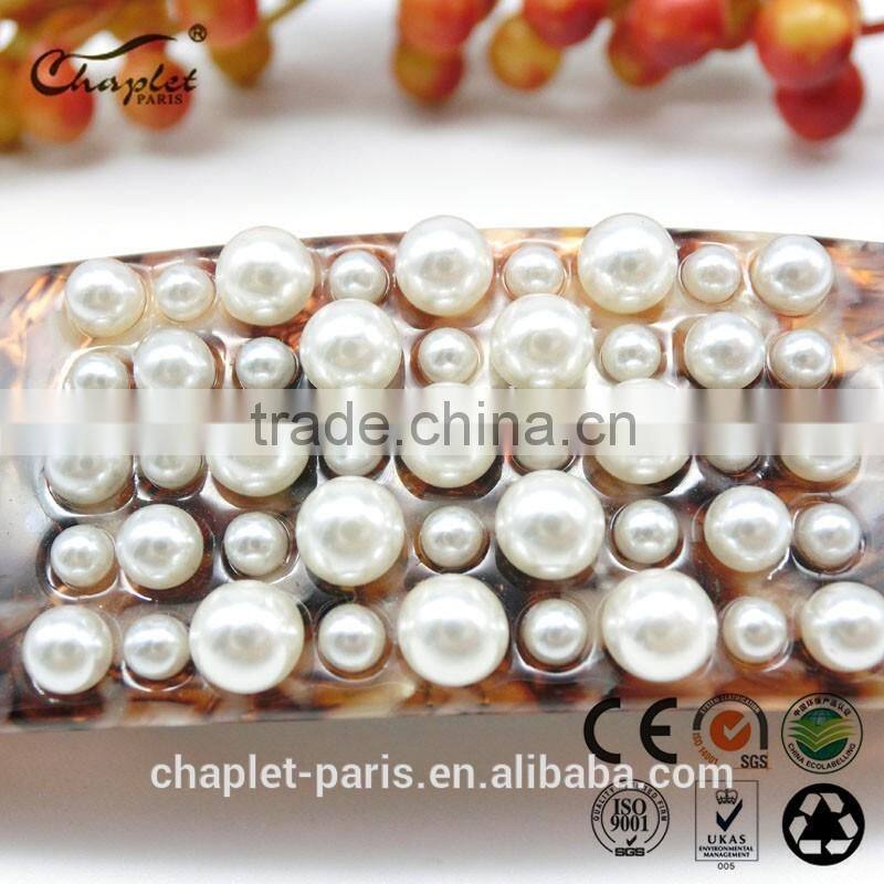Fashion cellulose acetate pearl hair barrette women hair clip