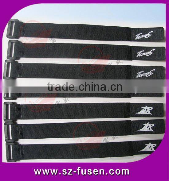 Customized black Hook and loop adjustable straps with buckle