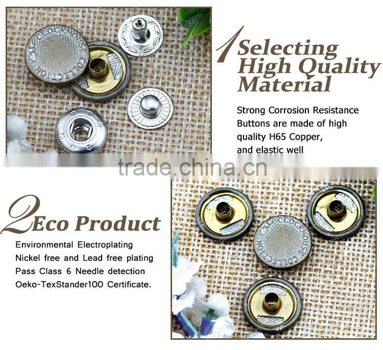 15MM Casual Fastener Twill Design Press Metal Snap Button for Casual Clothing