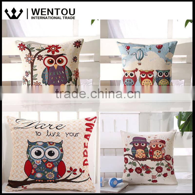 Wentou Vintage PP Cotton Filled Soft Embroidery Owl Pillow