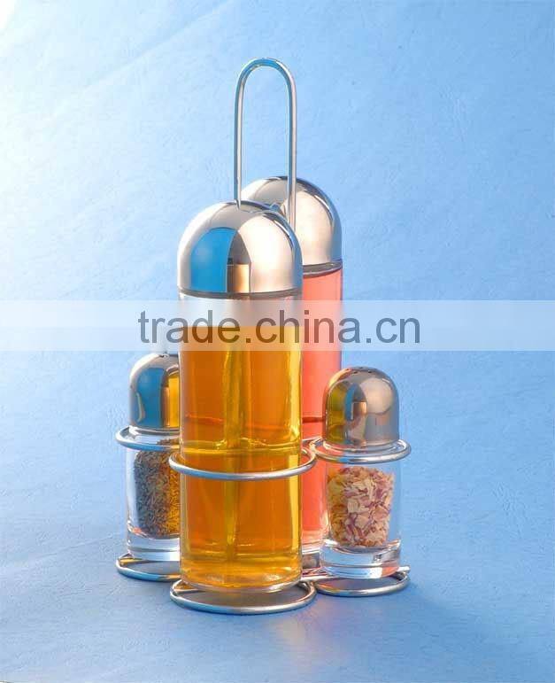 Salt shaker bottles glass stainless steel condiment holders jar set