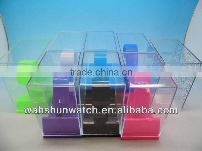 Eco-friendly clear cube watch storage plastic box