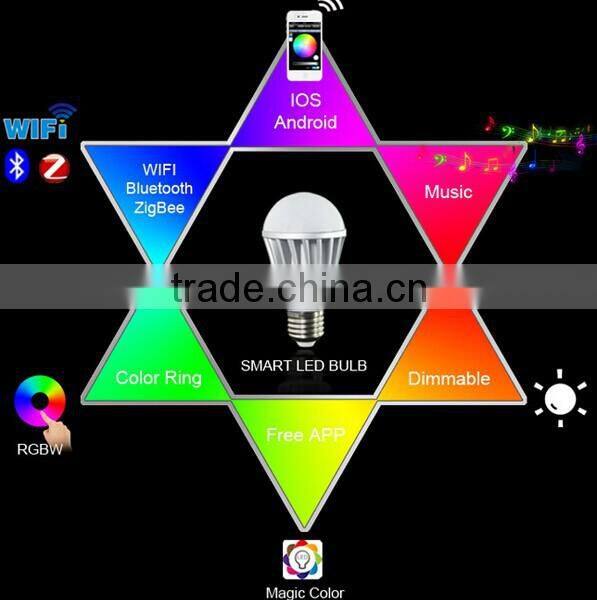 Smartphone multi-color changing WIFI intelligent led light bulb 9W