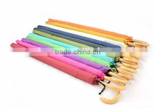 Fashion 16k straight edge wind breaker umbrella wooden