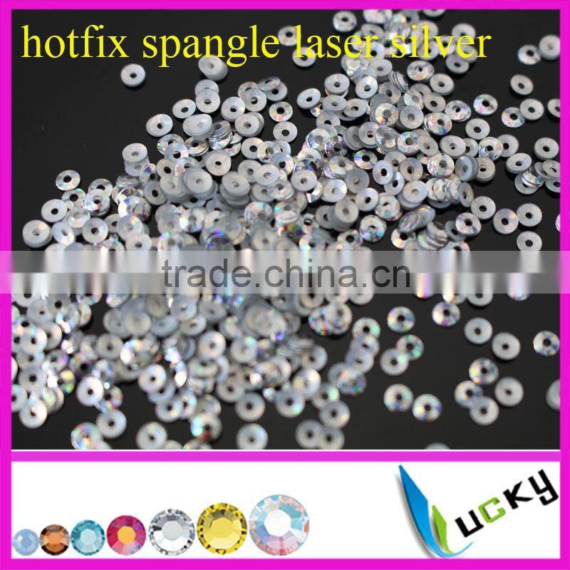 2014 NEW design fashion hot fix hologram spangle sequin laser transparent 3mm middle hole