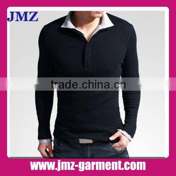 100% cotton plain grey long sleeve polo shirt