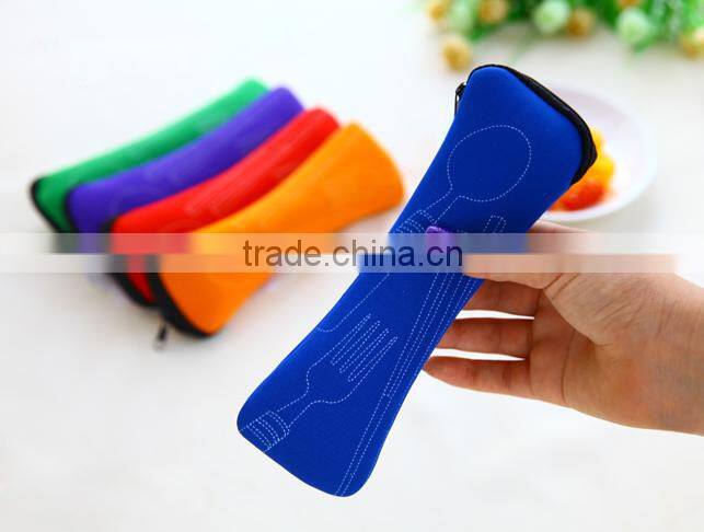 Chopsticks and spoon neoprene storage bag Travel tableware storage bag