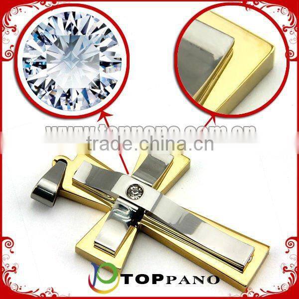 Lucky Cross Pendant Jewelry IPG gold plating 316L stainless steel pendant with quantum energy pendant for ladies