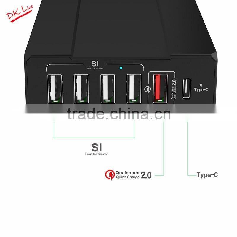 6 ports USB descktop charger built in quick charge 2.0 for smart mobile phone