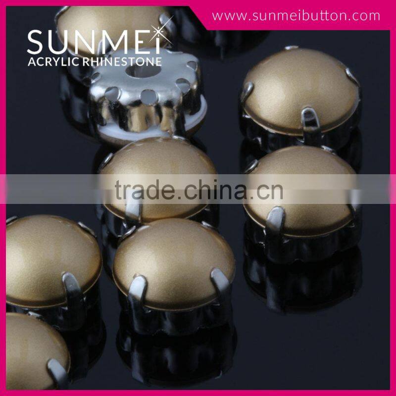 Fancy Brown Color Flat Back Craft Beads with Metal Claws for Sewing