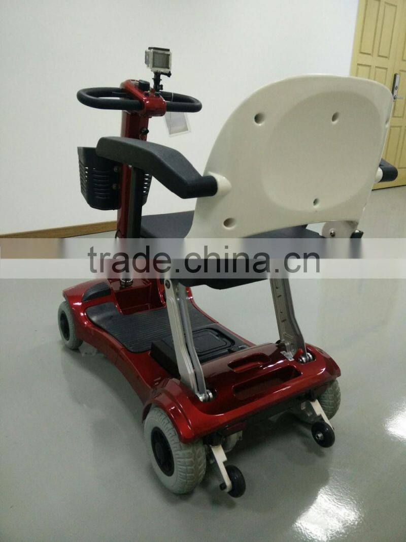 Folding electric mobility scooter for elderly