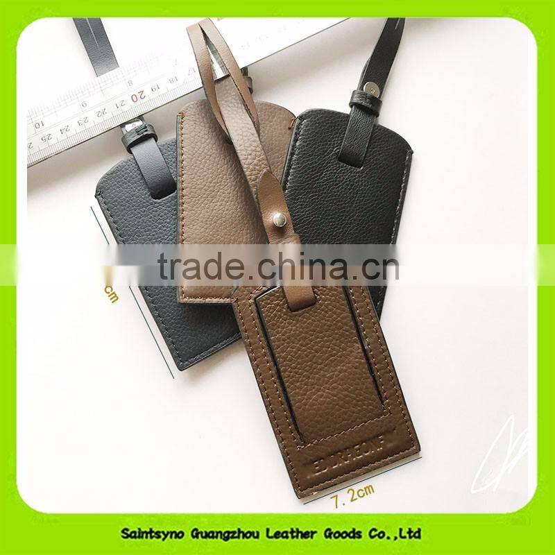 Card Holder Style Plain Genuine Leather Luggage Bag Tags 16036
