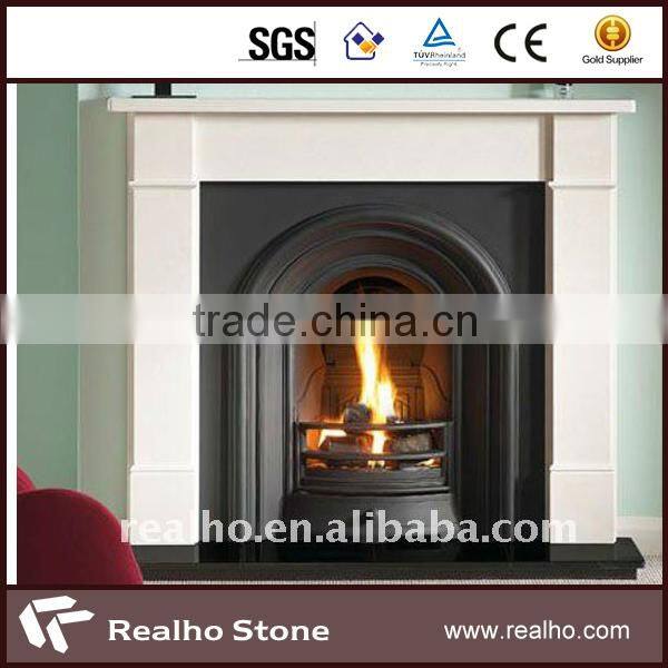 pure white marble fireplace
