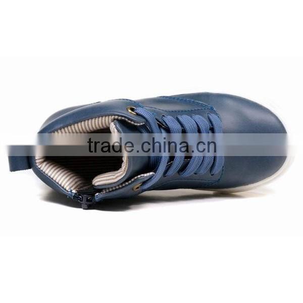 Bulk Wholesale PU Material Boys High Neck Casual Shoes with Zipper