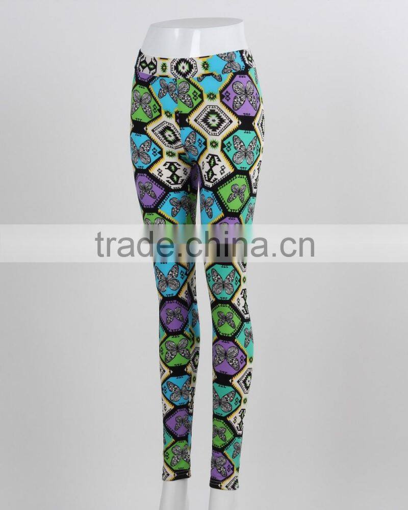 F5S31095 Ladies Geometric Leggings In Charcoal