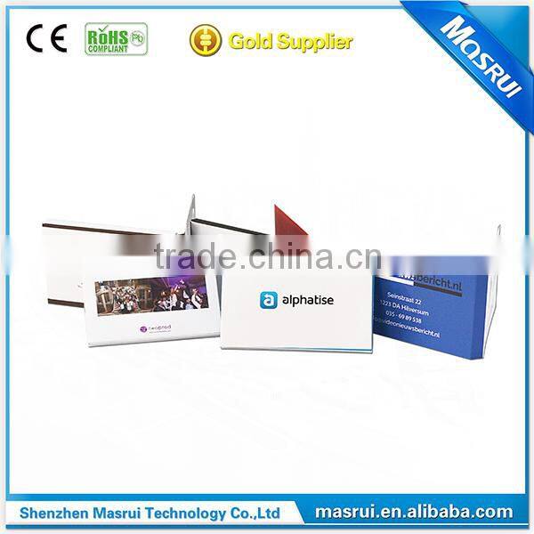 hardboad muti-page print video brochure/video book each page with light sensor control video paly